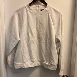 Adidas White Embossed Trefoil Pullover Sweatshirt